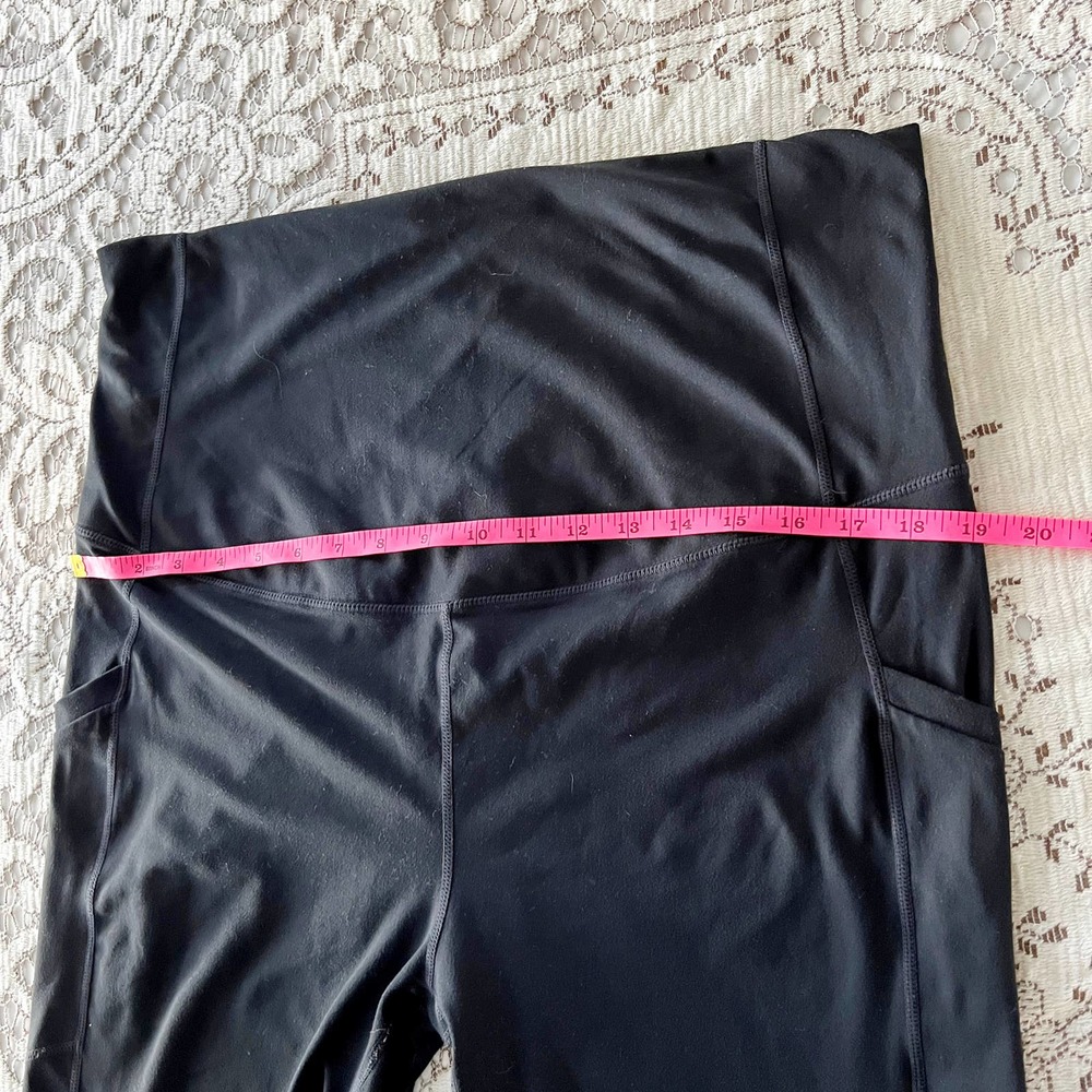Fabletics XXL PureLuxe High-Waisted Maternity 7/8 Legging Black Pockets 2 Pairs - Picture 7 of 9